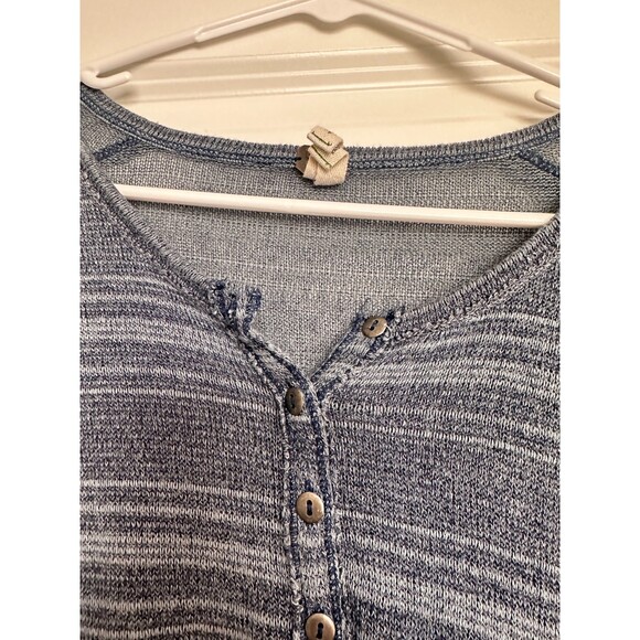 Free People Women's Henley Slouchy Top Blue Striped Size XS - Picture 5 of 6